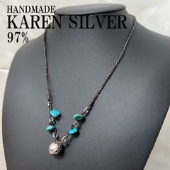 現品限り カレンシルバー ターコイズ ネックレス ハンドメイド エスニック Karen Silver  #4 メキシカンジュエリー