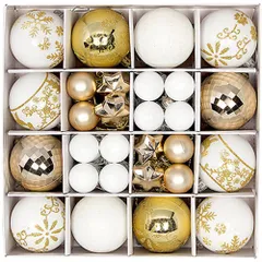 [FUPUTWO] クリスマス ツリー オーナメント ボール 飾り 北欧 飾り付け 装飾 セット (ゴールド) [ゴールド]