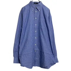 NAUTICA 長袖 ストライプシャツ ノーティカ L~ ブルー ボタンダウン ポケット 古着卸 アメリカ仕入 a612-5799