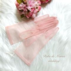 🌸桜ピンクのショートオーガンジーグローブ　カラードレスに🌸