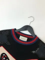 【美品】グッチ シェリーライン ダメージ加工 ロゴ トレーナー S lifecreate-kc_e3259