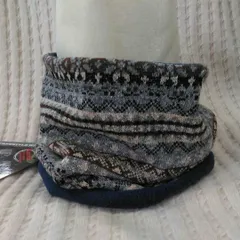 6-E　ネックウォーマー　リバーシブル　ブラウングレー系/ネイビー