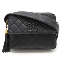 CHANEL シャネル マトラッセ ココマーク ショルダーバッグ 斜め掛け タッセル ラムスキン ブラック 黒 ゴールド金具 