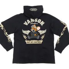 バンソン トム&ジェリー 天竺パーカー VANSON ジップアップ フーデッド長袖Tシャツ TJV-2528 ブラック