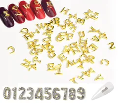 【特価セール】数字 数字 英字 小さい 英語 イニシャル 立体 ネイルパーツ パーツ アルファベット ラインストーン ネイル 0-9 A-Z キラキラ 【36点セット】アルファベット Chisafly