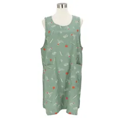 ☆ 野菜グリーン ☆ ラン型 ☆ ワッシャー加工エプロン エプロン おしゃれ 保育士 ショート丈 レディース 介護士 チュニック ラン型 かぶる だけ 大きいサイズ かわいい 日用品 母の日 プレゼント ギフト 台所用品 キッチンファブリック