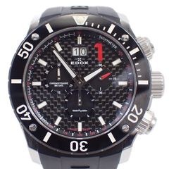 EDOX エドックス クラスワン クロノオフショア ビッグデイト クォーツ メンズ 腕時計 カーボン文字盤 純正ベルト 10020【いおき質店
