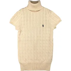 古着 ラルフローレン Ralph Lauren RALPH LAUREN SPORT タートルネック ケーブル編み 半袖 コットンニットセーター/eaa381192