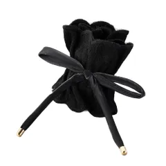 【ブラック×ワンサイズ】[Cream dot. クリームドット公式] ヘアアクセサリー レディース クラップカフ リボン サテン フリル ポニーフック ヘアゴム ロールカフ ワンタッチ 髪留め まとめ髪 大人 