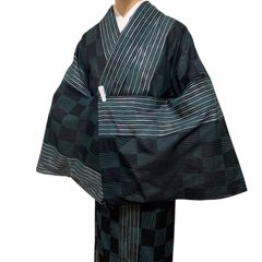 R-1297　着物　単衣　夏物　紗　裄72センチ　レディース　透け感あり