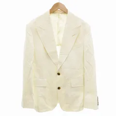 トムフォード TOM FORD テーラードジャケット リネン混 べっ甲調 ボタン 2B 半裏 センターベント 48 R M アイボリー 秋春 /FF ■GY19のサムネイル
