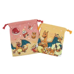 【メール便】ポケットモンスター 巾着袋 2P巾着セット グラデーション レッド＆オレンジ ポケモン ティーズファクトリー 巾着ポーチ 収納袋 キャラクター グッズ 