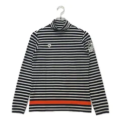 中古 レディース パーリーゲイツ PEARLY GATES 長袖シャツ 1(M) 濃紺×白 ボーダー モックネック ハイネック 春秋