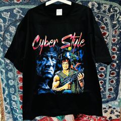 映画 Rambo Ｔシャツ ティーシャツ ダメージ加工 攻め 前衛的 男性  シルベスター スタローン ウォッシュ加工 半袖 Tシャツ XL 2XL 映画 レトロ 個性的 奇抜  攻め 前衛的 ビンテージリプリント vintage riprint 古着