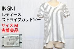 【古着　美品】INGNI　イング　カットソー　ストライプ　半袖　Mサイズ　TB1146