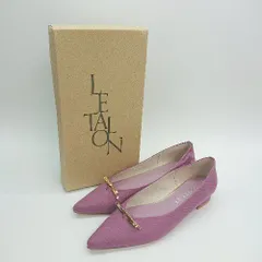 ◇ ◎ LE TALON ポインテッドトゥ ローヒール 飾りリボン 無地 パンプス サイズ24.0 パープル レディース E 【1309040075313】