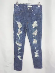 ◇ Θ CECIL McBEE セシルマクビー ダメージ加工 クラッシュスキニーデニム サイズS ブルー レディース E  【1409240041719】