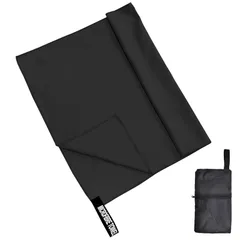 【新品】 速乾タオル 髪 マイクロファイバータオル バスタオル スポーツタオル ジムタオル スイミングタオル セイムタオル 旅行タオル 超吸水 柔らかい 耐久性 速乾 軽量 収納袋付き 80x40cm (ブラック) 0