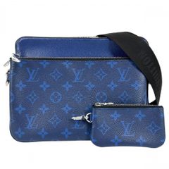 ルイヴィトン ショルダーバッグ メンズ タイガラマ トリオ・メッセンジャー 肩掛け 斜め掛け ブルー かばん 鞄 LOUIS VUITTON M30848 コバルト シルバー金具【中古品】