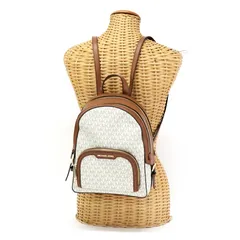 マイケルコース MICHAEL KORS ミニ リュック レザー PVC MKシグネチャー リュック 35S2GBTB2B バックパック デイパック バッグ レディース アイボリー / ブラウン 中古 mbe30001