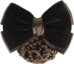 RONGUI お団子 ネット シニヨン バレッタ リボン 大きめ 髪留め ヘアネット おだんごヘア ブラウン 茶色( ブラウン（茶色）)