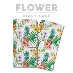 全機種対応 手帳型 スマホケース ハイビスカス パイナップル トロピカル 南国 プルメリア 花柄 iPhone アンドロイド AQUOS Galaxy Xperia Google Pixel arrows OPPO ケース カバー 折りたたみ