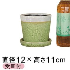 【新品】直径12cm クレイパ 植木鉢 おしゃれ かわいい 鶯 貫入釉薬 受皿付 室内 屋内 多肉植物 観葉植物 小さい鉢