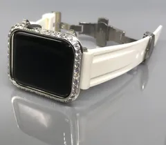 GimelZayinセット zc　ホワイト シルバー アップルウォッチ ラバーベルト キラキラ　カバー　ケース   4 5 6 7 8 se メンズ レディース 38mm 40mm 41mm 42mm 44mm 45mm Apple Watch バンド