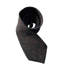 Christian Dior クリスチャンディオール ネクタイ ネイビー ワイン 絹 ペイズリー 総柄