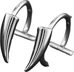 uz alotfactory リップピアス 牙 簡易フェイクスクランパー 2個セット ドラキュラ 吸血鬼(シルバー,  小)