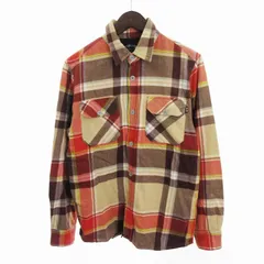 ステューシー STUSSY ネルシャツ 長袖 レギュラーカラー チェック コットン100％ オレンジ M ■SM3のサムネイル