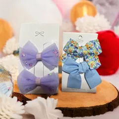 【リボン4個セット】キッズ ヘアクリップ ヘアアクセサリー 女の子 かわいい セット 小学生 幼稚園 ベビー 髪留め 4本セットお祝い