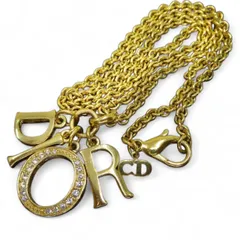 Christian Dior クリスチャン ディオール ゴールドGP ラインストーン ヴィンテージ (大きめ 重ため) デザイン ロング ネックレス 約50cm 総重量約22.75g アクセサリー メンズ レディース男女兼用【商品管理番号】AC11305210