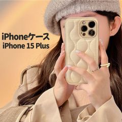 iPhoneケース iPhone 15 Plus ケース アイボリーブラウン キルティング おしゃれ スマホケース 15プラス アイフォン 携帯ケース 韓国 高級感 ivory brown