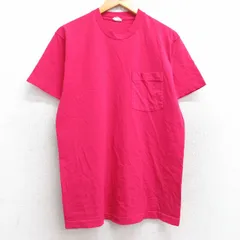 M/古着 フルーツオブザルーム 半袖 ビンテージ Tシャツ メンズ 80s 無地 胸ポケット付き コットン クルーネック 濃ピンク 25aug19 中古