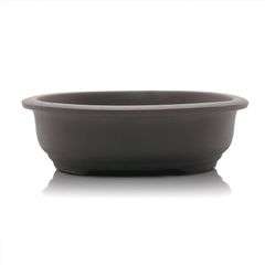 【未使用】盆栽鉢 8号 小判エン付鉢 う泥 瀬戸焼 陶器 深め 山野草 雑木 松柏 大型 中型 約24センチ 植木 鉢 苔 うめきち盆栽用品店