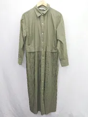 ◇ ⊂ ZARA ザラ 長袖 ロング ワンピース サイズM カーキ系 レディース E  【1506130007616】