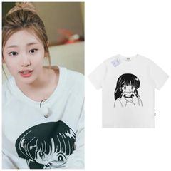 【 aespa NINGNING 】韓国 アニメキャラクター 半袖tシャツ オーバーサイズ レトロ WHITE 白 エスパ ニンニン babymonster Red Velvet 着用 韓国 KPOP 韓国アイドル ユニセックス 男女兼用