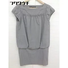 ◇ Noble Birth ノーブル バース ストライプ 半袖 ミニ ワンピース サイズ38 グレー レディース  【1110060007792】