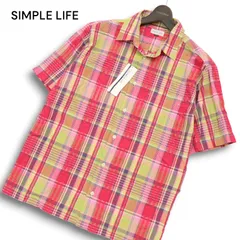 【新品 未使用】 SIMPLE LIFE シンプルライフ レナウン 春夏★ 半袖 マドラス チェック シャツ Sz.L メンズ