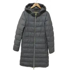 美品 HERNO ヘルノ ピアチェンツァ社製生地 カシミヤシルク フーデッド ロングダウンコート 42 グレー レディース 古着 中古 USED