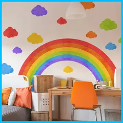 【特価セール】インテリア 幼稚園 北欧風 保育園 子供部屋 壁紙シール おしゃれ ステッカー 虹色 DIY ウォールペーパー 剥がせる 雲 PVC素材 生活防水 虹 玄関 リビング ウォールステッカー ベッドルーム 部屋飾り Hikosiya 壁の装飾 Hyq
