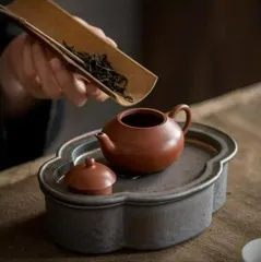 全日根 さん硯すずり茶盤置物花柄陶器