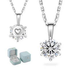 【新着商品】レディースネックレス 6本爪一粒ダイヤ 0.5ct/1ct/2ct/3ct/4ct シルバー925 モアサナイト ペンダントネックレス モアッサナイト 金属アレルギー対応 ホワイトゴールメッキ 長さ調節 ギフトボックス付き 女性 [KRKC] プレ