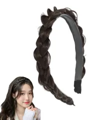 カチューシャ 三つ編み ヘアバンド ヘアアクセサリー かわいい 自然 おしゃれ 前髪 ウィッグ ヘアアレンジ ヘアアクセ 簡単 (ブラウンブラック, フリーサイズ) [ブラウンブラック] [フリーサイズ]