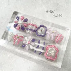 ネイルチップ チップ カラフル 派手 ピンク 紫 ぷっくり