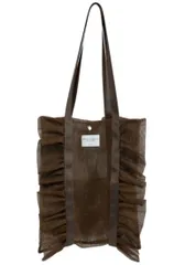 ☆新品☆ シンプル トートバッグ メッシュ フリル A4 縦型 ブラウン