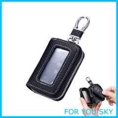 【在庫処分】[Coollooda] キーケース スマートキーケース 車キーケース 窓付き クリア窓 キーホルダー スマートキー カラビナ付き カード入れ カードキーケース シングル 大容量 プレゼント 本革 メンズ レディース