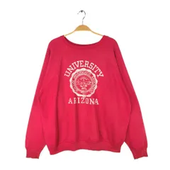 80s アリゾナ大学 USA製 ヴィンテージスウェット ディスカス カレッジ 3段プリント レッド サイズXL 古着 CF0940