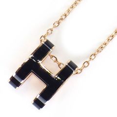 エルメス HERMES ネックレス ポップH ポップアッシュ ノワール ブラック ラッカー ピンク GP K18PG 【中古】